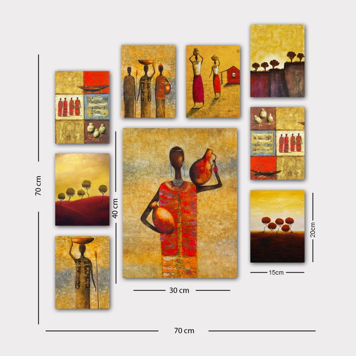 Wallity Conjunto de 9 Cuadros Decorativos de MDF Multicolor